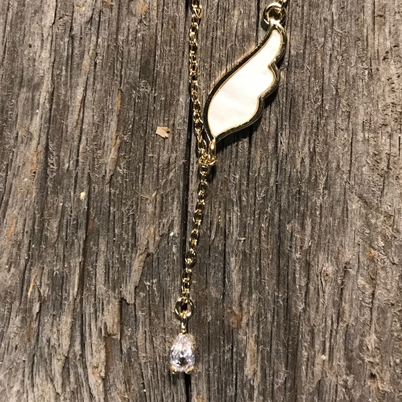 Wing Charm Pendant Necklace Teardrop Jewel - Picture 2 of 7